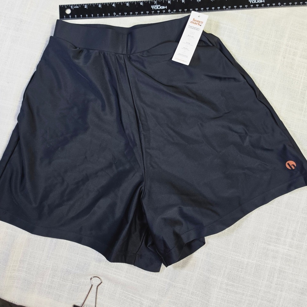Honey Mark Black Swim Shorts All-In-One Cover-Up Water Resistant XXS